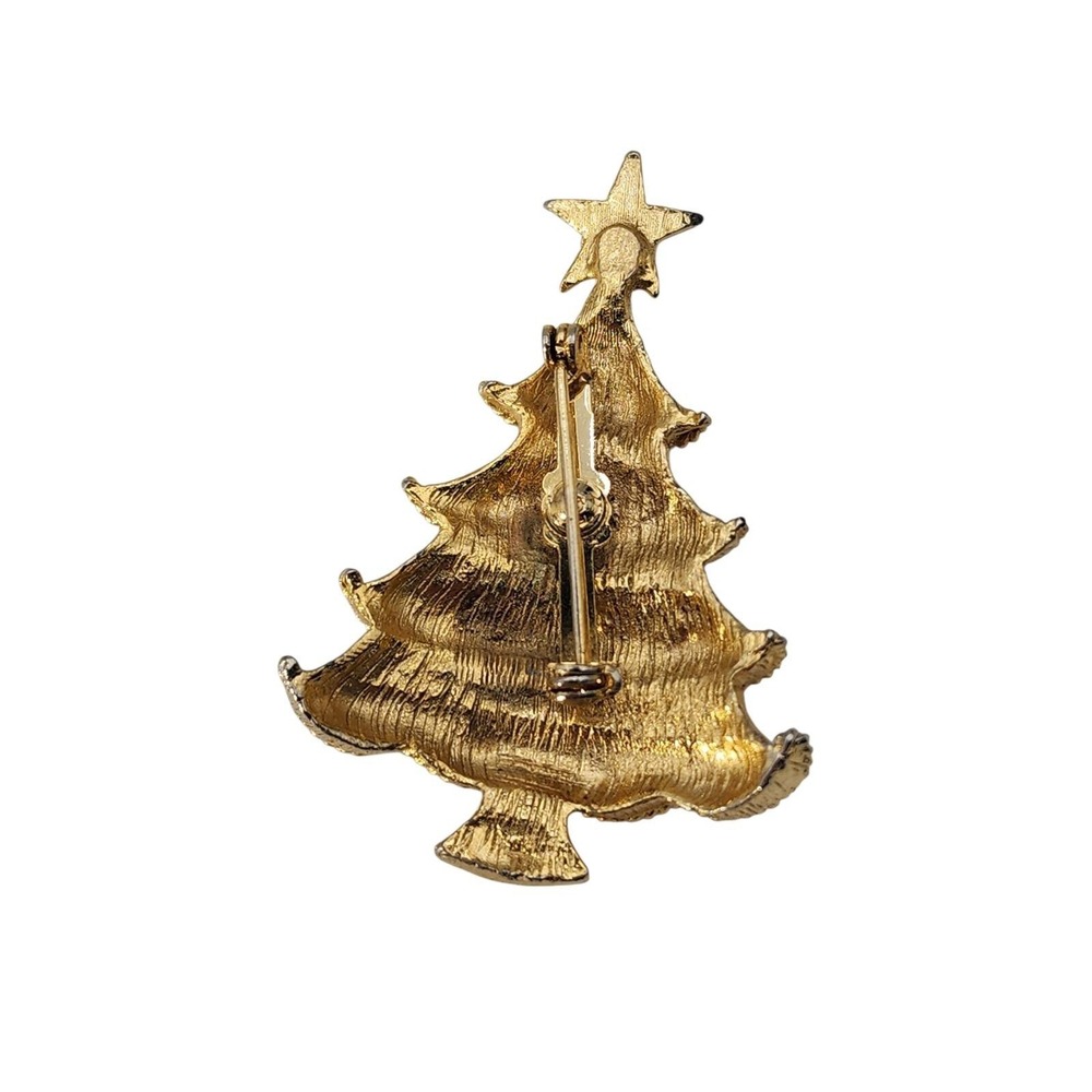 Vintage‎ gold tone rhinestone holiday Christmas Tree Brooch Pin - Picture 3 of 3